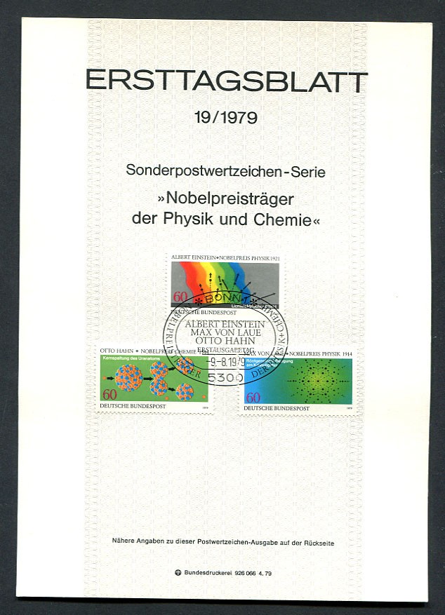 Germany – BRD : Nobel price winner First Day Sheetlet (ETB) from 1979