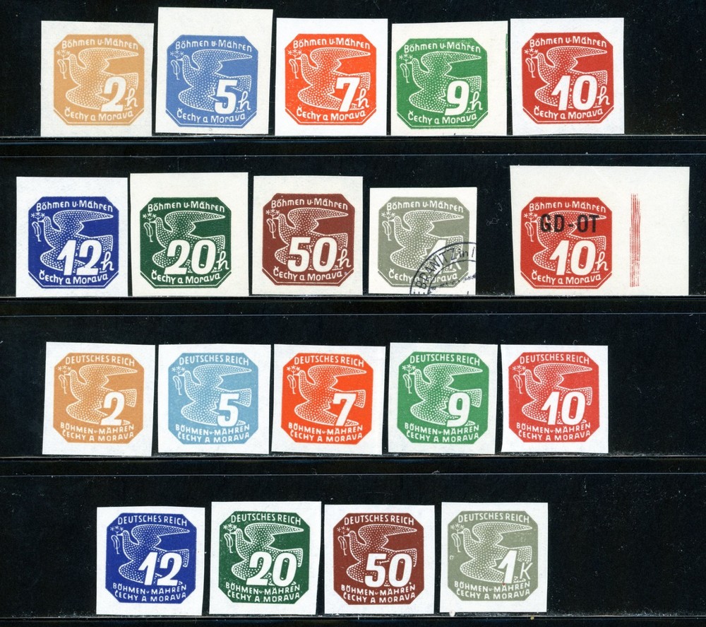 Stamps Bohemia & Moravia, Scott # P1-P9, P10 & P11-P19 Mint VLH, except P9 used