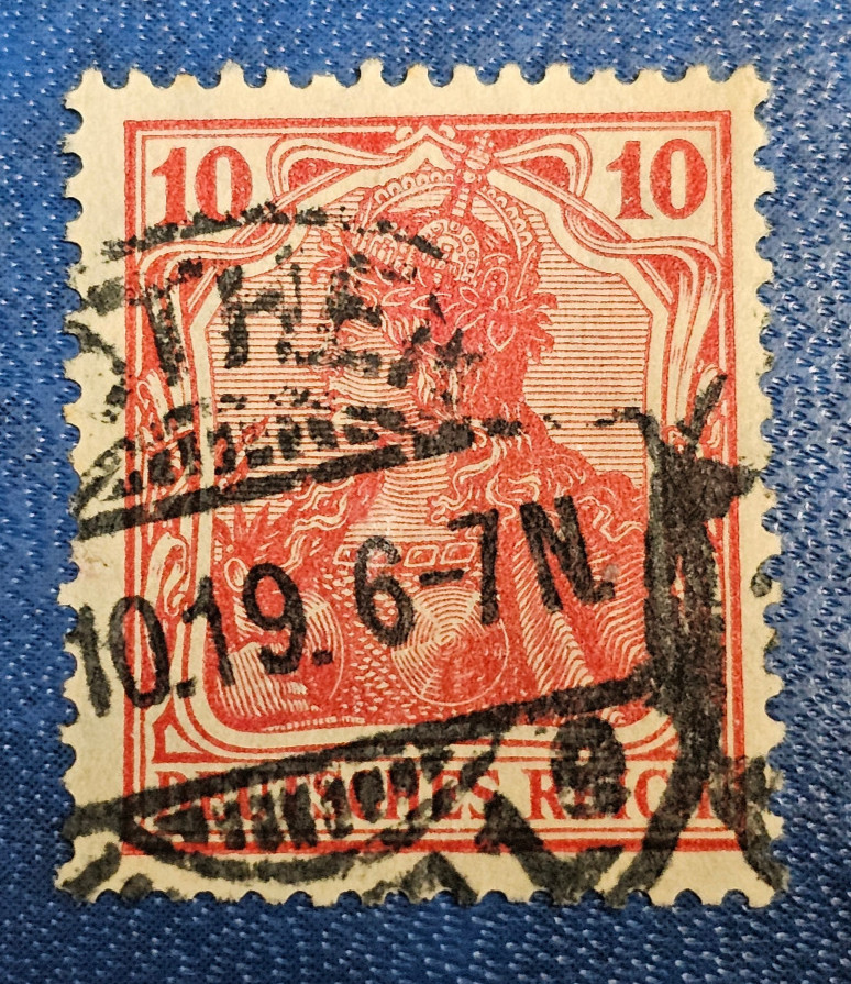 Stamp Germany Reich Germania 10 Pfennig 1919 Jäschke Mi. Nr. 86 II f [🇩🇪36260]