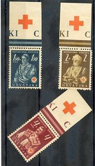 CROATIA (KROATIEN) Sc B3-5(MI 66Zf-8Zf) **VF NH 1941 RED CROSS SET WITH TABS $20