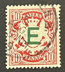 Travelstamps: 1908 Germany Bayern Railway Official Overprint Stamp #O3 Used 10pf