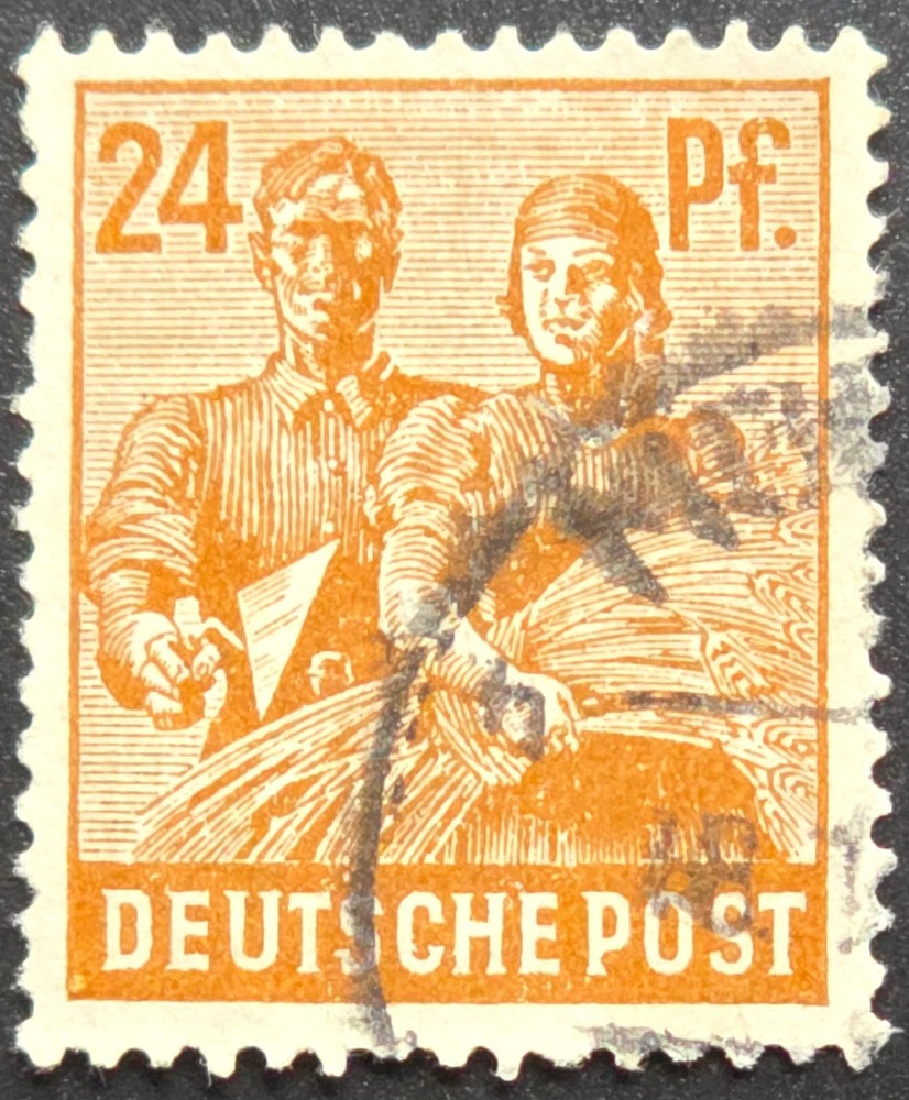 Germany 1948 1950 24 Pfennig Workers Reconstruction Definitive Used Stamp