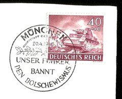 1943 Nazi Germany Wehrmacht Tiger Tank Stamp Postmarked on Hitler 54 Birthday