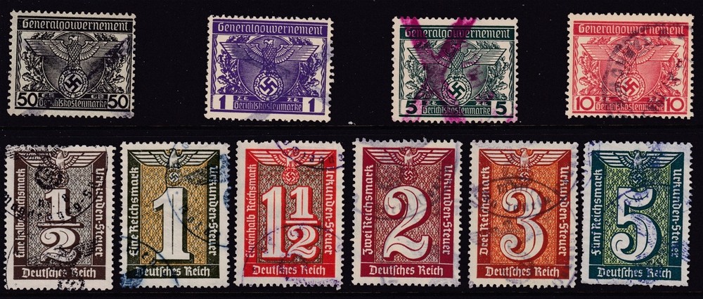 Lot-R Stamp Germany Poland Revenue WWII Court Document Fee Selection Used