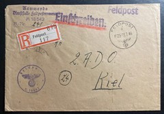 1944 Germany Kriegsmarine Feldpost 875 Cover To U Boat Fleet Kiel M18542