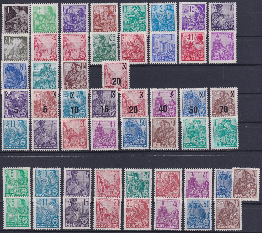 DDR Five-Year Plan Lot With Several Complete Sets Unused With Fold 1953 – 1957