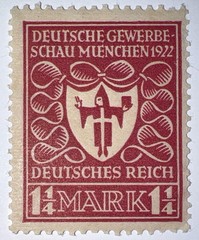 Travelstamps: Germany Stamp Sc# 212/ Mi 199 Sg 118 Arms of Munich 1 1/4m Mognh
