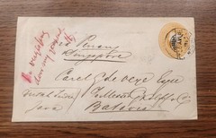 1897 India Stamped Envelope two Annas Queen Elizabeth cover to Bavaria, Germany.