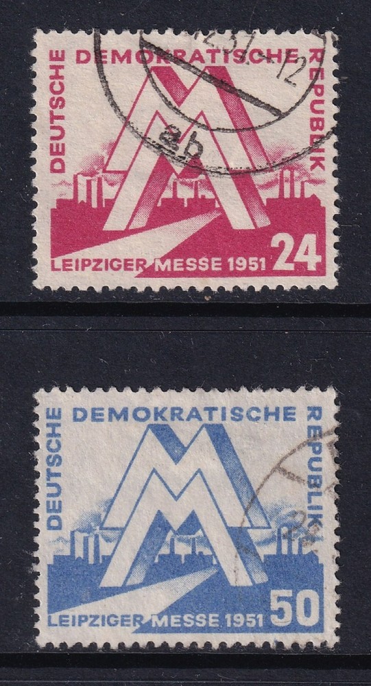 EAST GERMANY 1951 Leipzig Spring Fair set of 2 SG E39-E40 Used (CV £30)