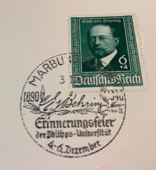✔️ 1940. GERMANY REICH NICE POSTCARD Emil von Behring MARBURG SONDERSTEMPEL