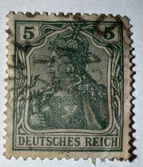 1900 Germany Weinmar Deutches Reich Germania Stamp ~ Used Handstamped 5 Pfennig