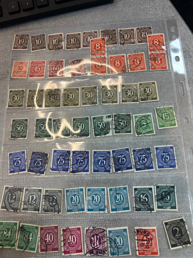 58 VINTAGE STAMPS GERMAN 1940s used rare stamp lot old Germany bundle post wwii