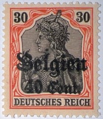Travelstamps: Germany Offices in Belgium Stamps WWII, 30pf w/ 40c OP MOGH Wmk