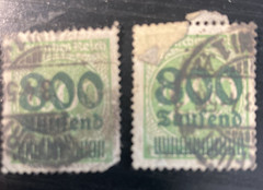 3 of 800 Taufend German hyperinflation year 1923 postal stamps