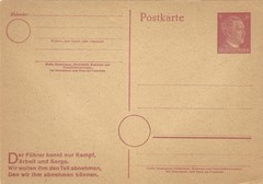 1941 Germany 6Pf Hitler Postal Stationery Postcard Unused WWII Propaganda