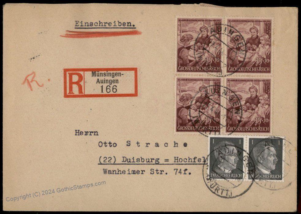 Germany 1944 Mother and Child Charity Mutter und Kind Hilfswerk Registered 71703