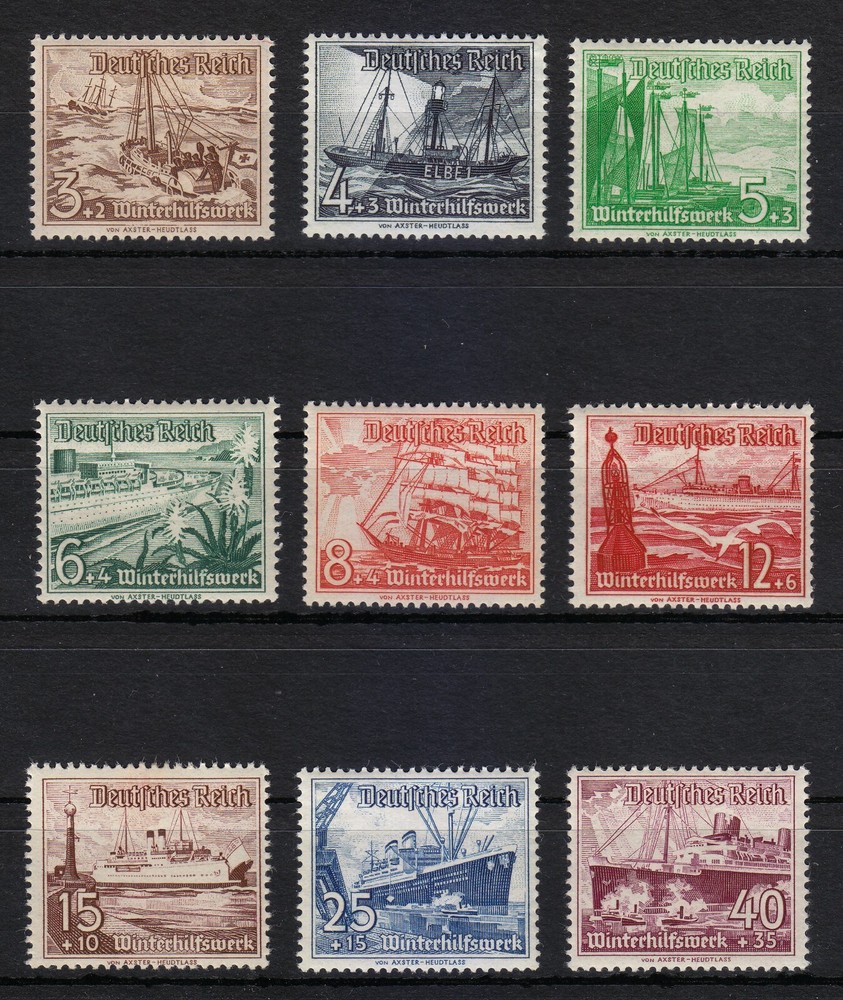 Germany 1937 MNH Mi 651-659 Sc B107-B115 Ships. Marine ** Perfect set ** 03