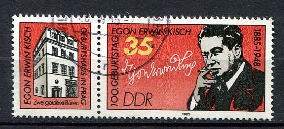 Germany – DDR : Erwin Kirsch Se-Tenant from 1985 – used