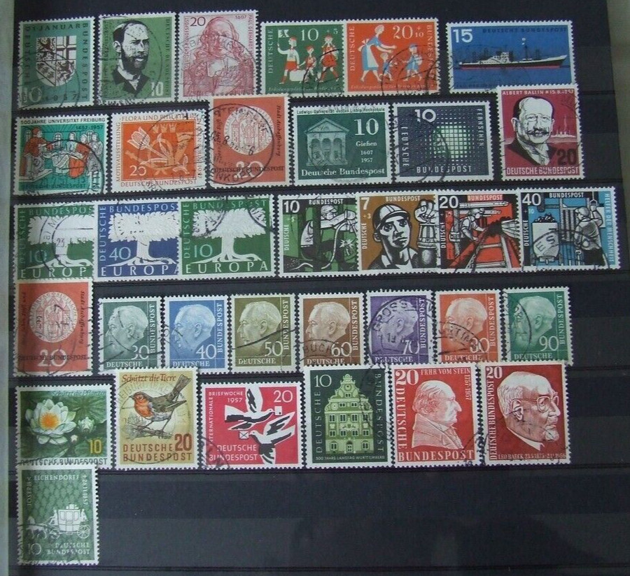 WEST GERMANY BUNDESPOST 1957 USED STAMPS, C/V £60