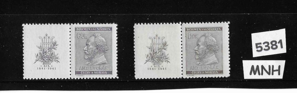 #5381 MNH stamp set Sc54 -55 / Dvorak / Music WWII Third Reich Occupation 1941