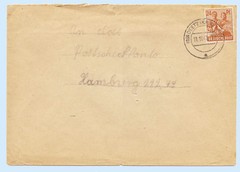 Germany 1947 Post WW2 Cover Deetz to Hamburg #596 Solo Use