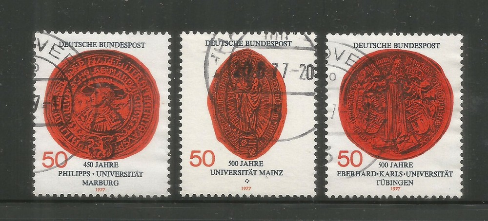 GERMANY – 1977 – UNIVERSITIES – 3 DIFFERENT – Scott # 1252-53, 1257 – USED