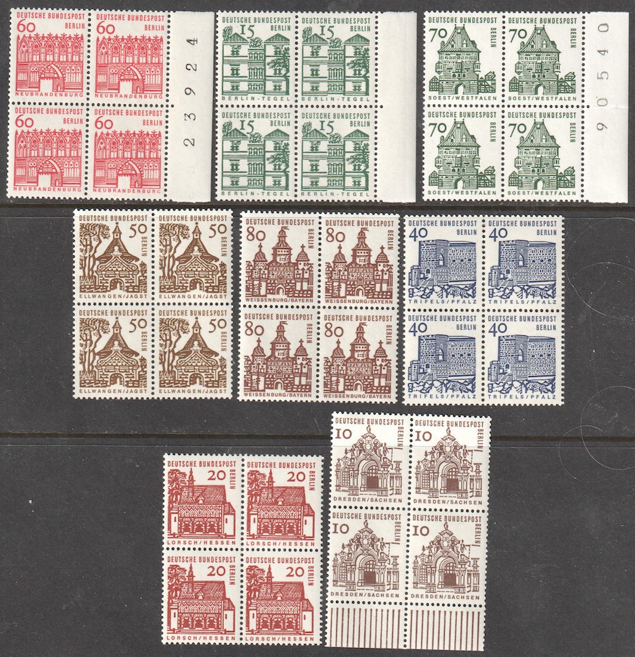 GERMANY Sc #9N215-22CPL MNH BLOCKS of 4 DEFINITIVES (See Description)