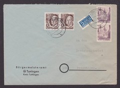 GERMANY 1949 Württemberg French zone, Cover from Tuningen to Trossingen