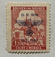 1939 1942 BOHEMIA AND MORAVIA STAMP #60 GERMANY OCCUPIED, MH OG