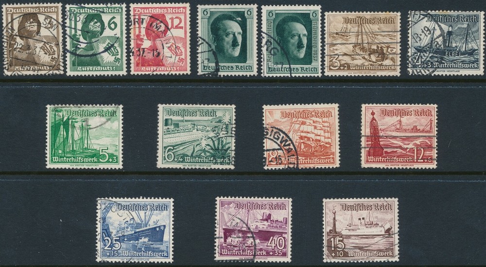 Stamp Germany Year 1937 Set WWII Hitler Ships Naval RLB Soldier U