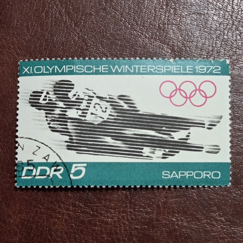 Germany DDR 1972 Sapporo Winter Olympic Games Luge 5pf Stamp Used S68