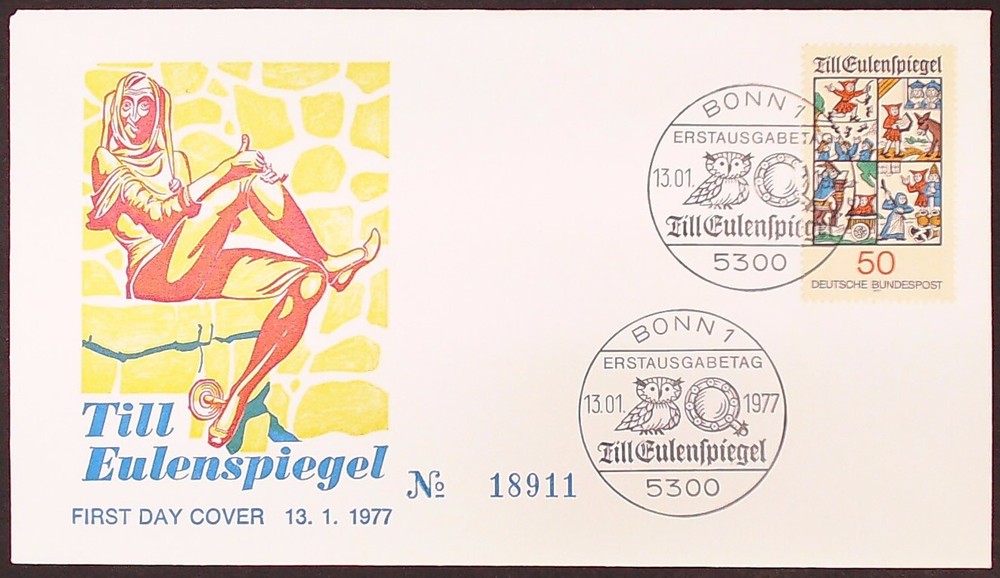 Germany 1977 Till Eulenspiegel FDC – Folklore Character Commemoration