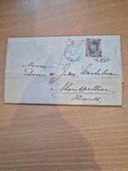 1874 postal history letter cover Letter sheet to montpellier france.contraband