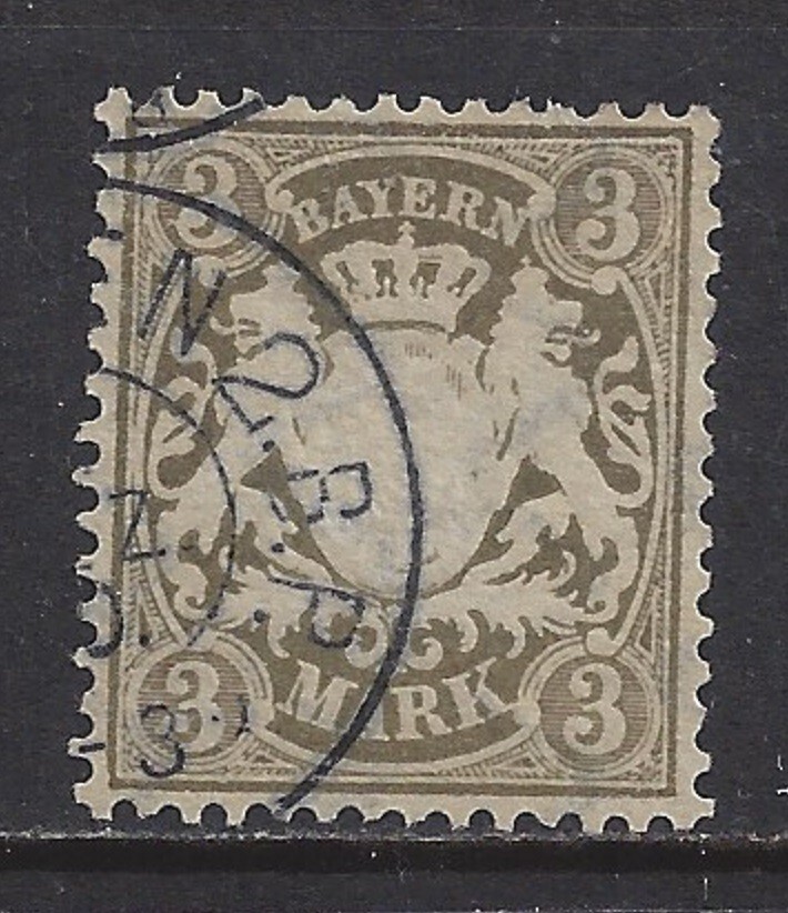 Germany states 1900 BAVARIA 3 Mark Cote of Arms issue used $ 47.00