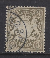 Germany states 1900 BAVARIA 3 Mark Cote of Arms issue used $ 47.00
