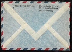 Two Covers German to USA 1958 bearing 3 and 4 copies of Heuss 20 ph red SC 710