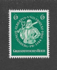 MNH postage stamp B280 1944 Albert, Duke of Prussia / University / WWII Germany