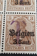 German Empire Germania 3pf scarce Postage Due Overprints on Belgium Occ stamps
