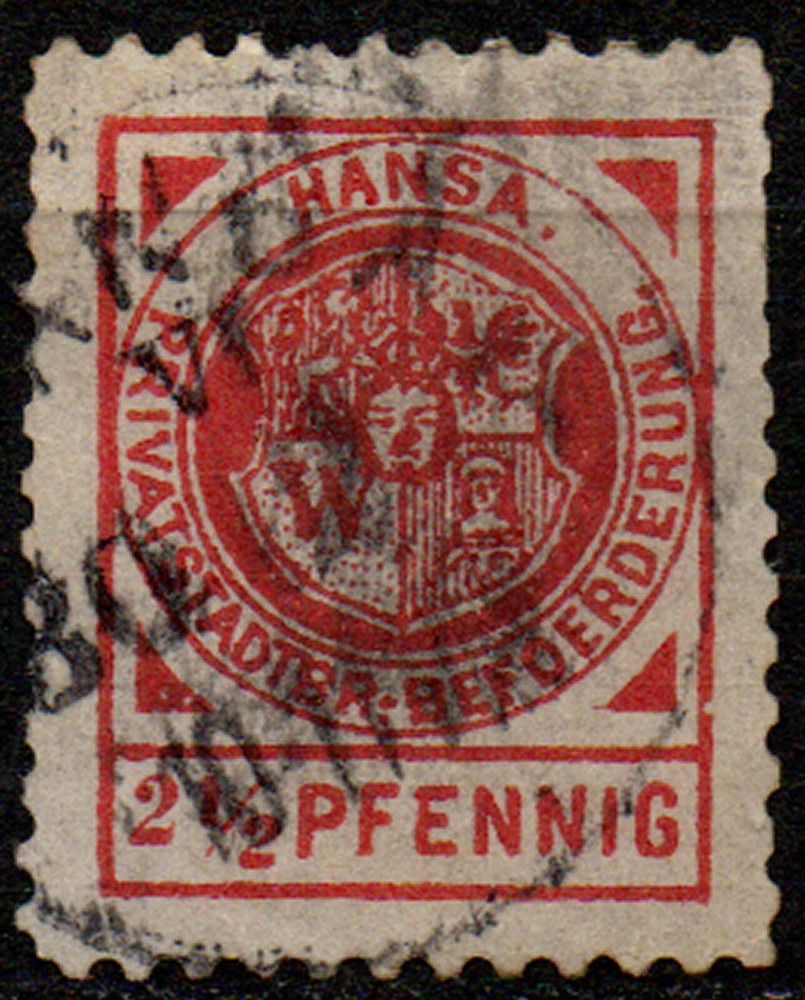 Germany classic 1860-90s used Private or Local Post Item, Hansa 2 1/2 pf orange.