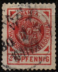Germany classic 1860-90s used Private or Local Post Item, Hansa 2 1/2 pf orange.