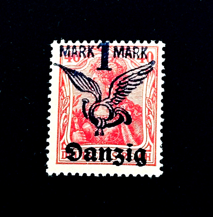 Germany DANZIG Stamp – 1920 Germania Air Mail Overprint Winged Post Horn MNH r35