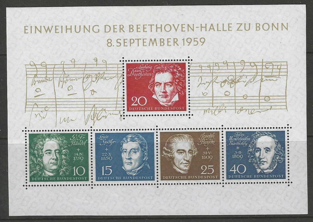 1959 GERMANY Beethoven souvenir sheet mint**, $ 33.00