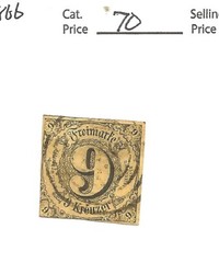 German States Thurn & Taxis Stamp # 46 , 9KR brownish yellow