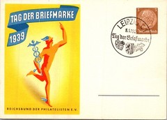 GERMANY 1939 ILLUSTRATED STATIONERY POSTCARD COMM STAMP DAY SPECIAL PIC POSTMARK