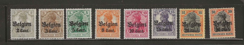 GERMAN OCCUPIED BELGIUM FIRST WORLD WAR 1916 (Surcharged)