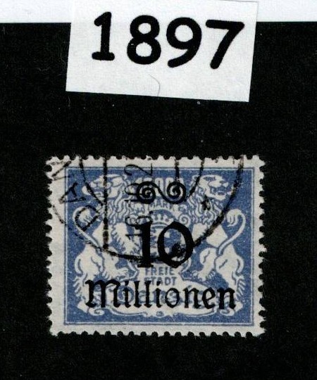 Used stamp Sc 148 Gdansk Danzig Overprint 1923 Germany post WWI #1897