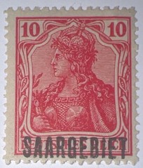 Travelstamps: Germany Saar Overprint Stamps – 10pf Mint MOGH Wmk