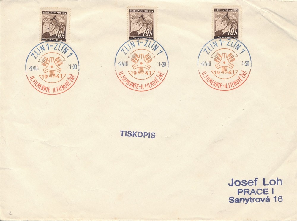 Cover Germany Bohemia Czechoslovakia WWII 1941 Prace Zlin Linden Leave HKCS