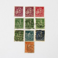 Lot Of 10 1920s Germany Worker Farmer 60/80/120/150/160m 100 Pfennig Stamps Used