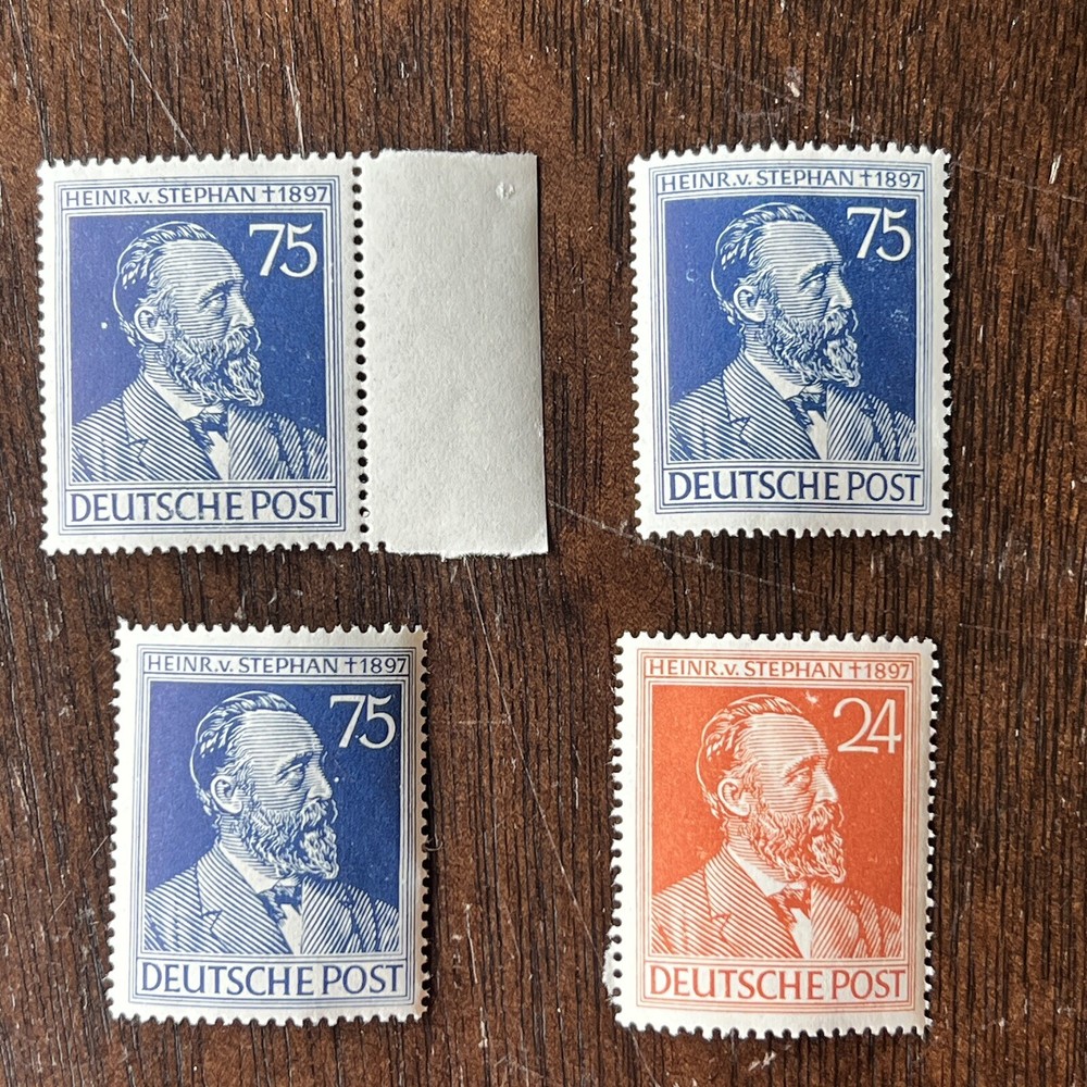 ERRORS LOT DOTS ON 4 1947 HEINRICH VON STEPHAN GERMANY STAMPS